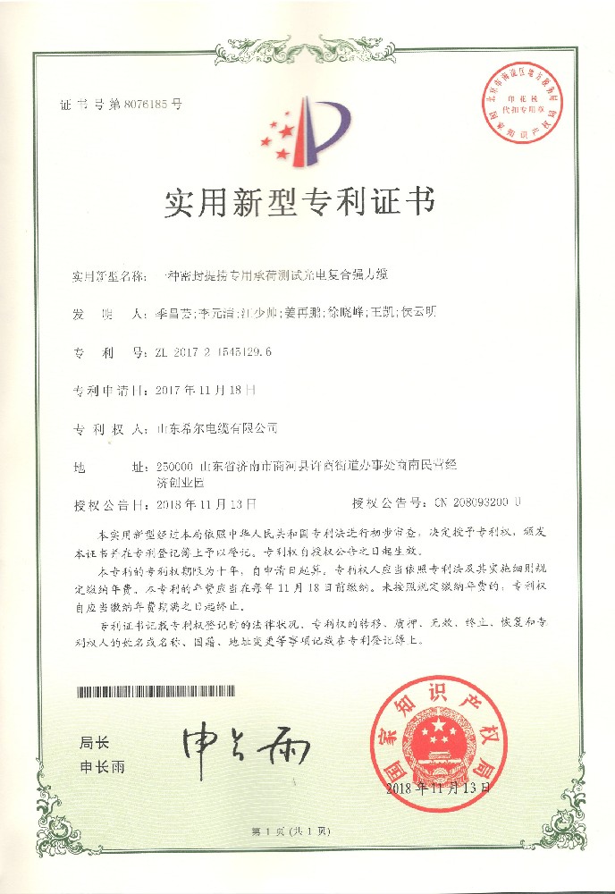 新型专利-一种密封提捞专用承荷测试光电复合强力缆